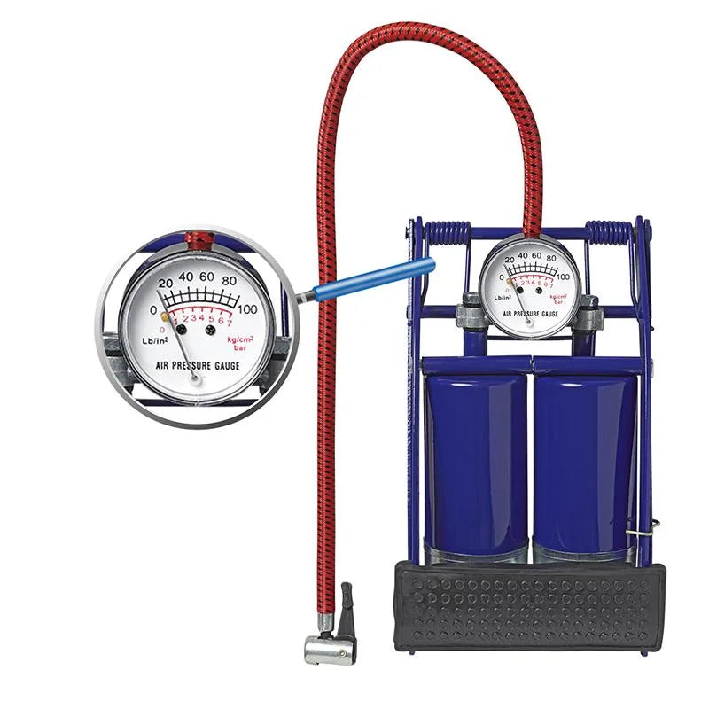 ProPlus Voetpomp dubbele cilinder met manometer