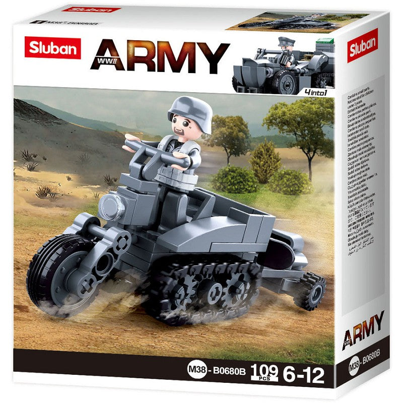 Sluban German Army Half crawler motorcycle M38-B0680B 