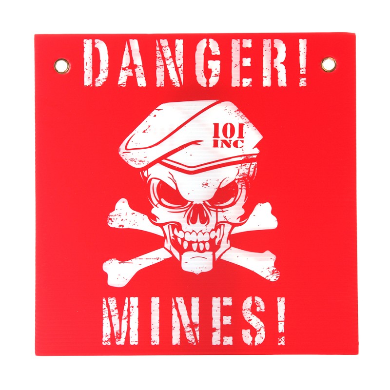 101 INC Plastic plaat danger mines - Rood/Wit