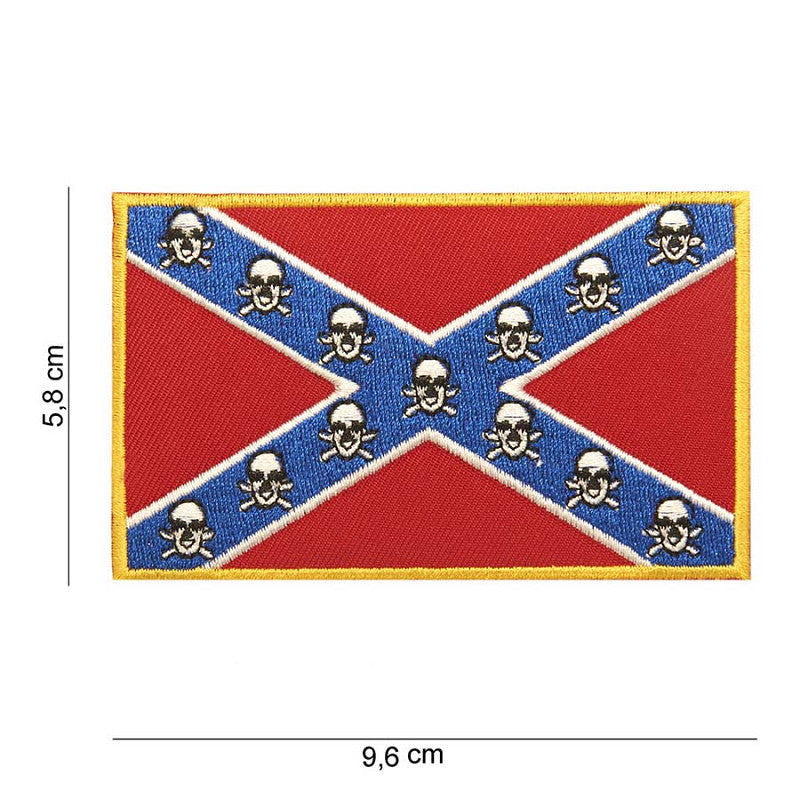 Embleem stof rebel vlag doodskop (middel)