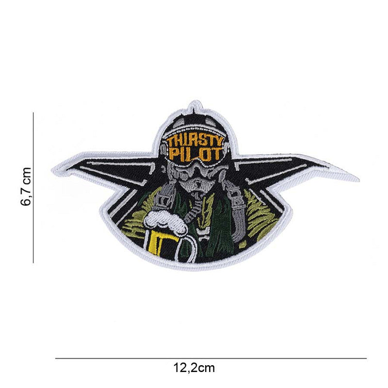 Embleem stof Thirsty pilot met klittenband