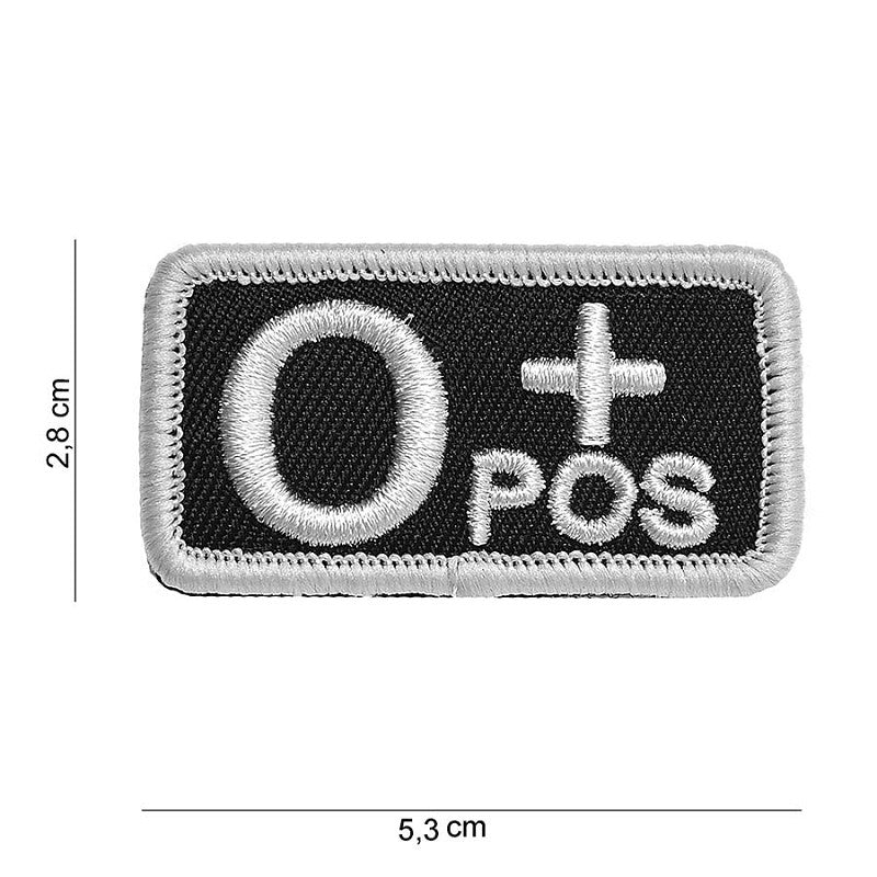Embleem stof bloedgroep O+ positief zwart