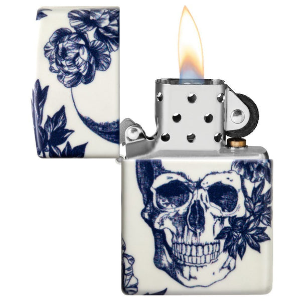 Zippo Designs Floral Skull Design