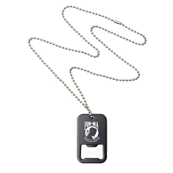 Dog tag/flesopener Pow Mia - Zwart