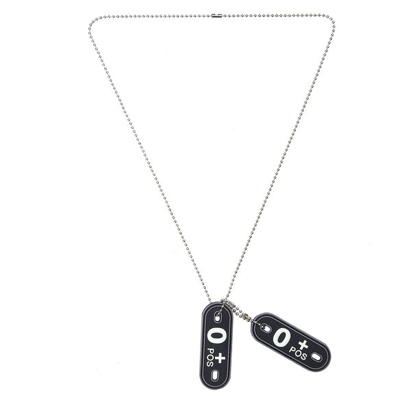 Dog tag PVC Bloedgroep O+ positief - Zwart