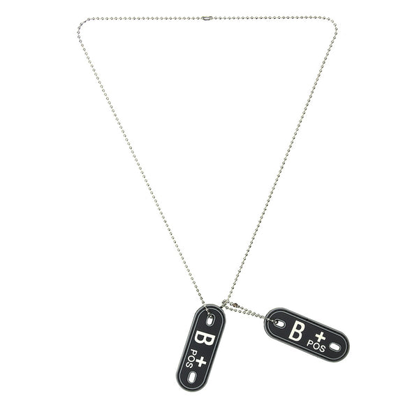 Dog tag PVC Bloedgroep B+ positief - Zwart