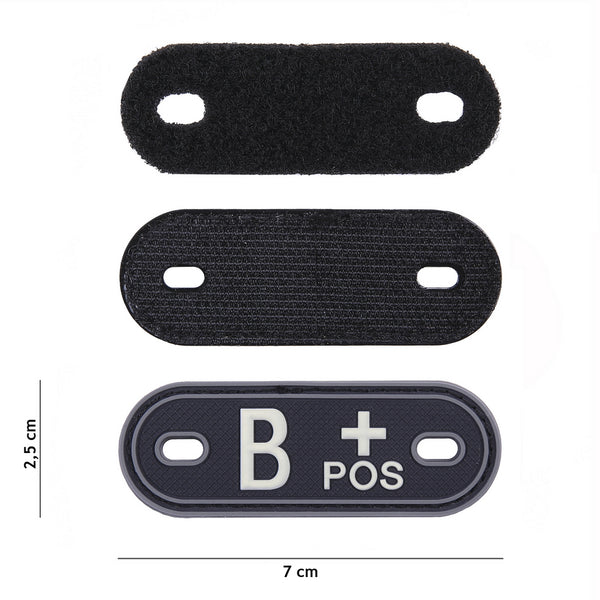 Dog tag PVC Bloedgroep B+ positief - Zwart