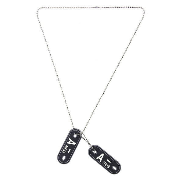 Dog tag PVC Bloedgroep A- negatief - Zwart