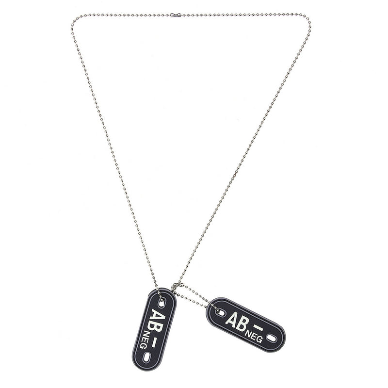 Dog tag PVC Bloedgroep AB- negatief - Zwart