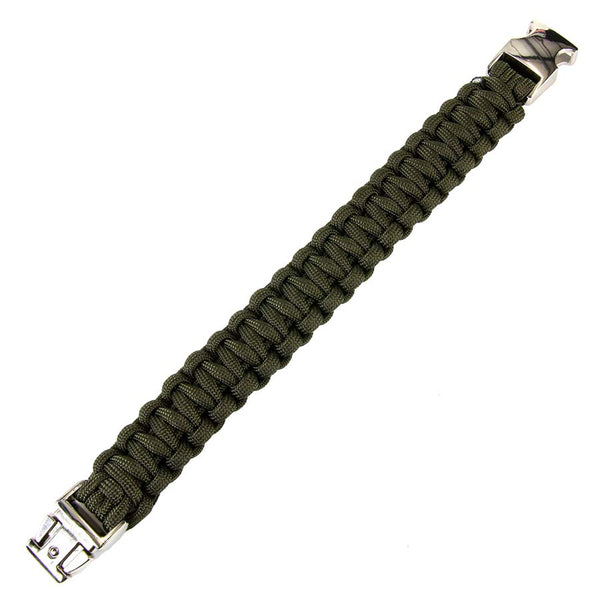 Paracord bracelet silver buckle K2139 9 inch - Groen
