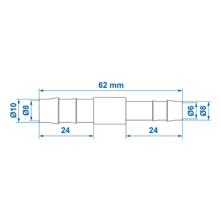 ProPlus Slangreduceerstuk recht 10x8mm 2 stuks in blister