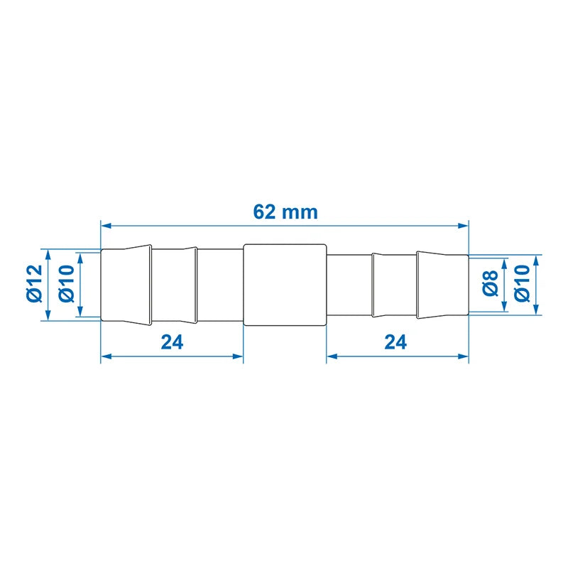 ProPlus Slangreduceerstuk recht 12x10mm 2 stuks in blister