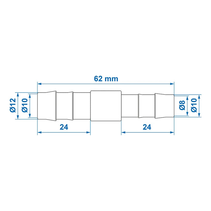 ProPlus Slangreduceerstuk recht 12x10mm 2 stuks in blister