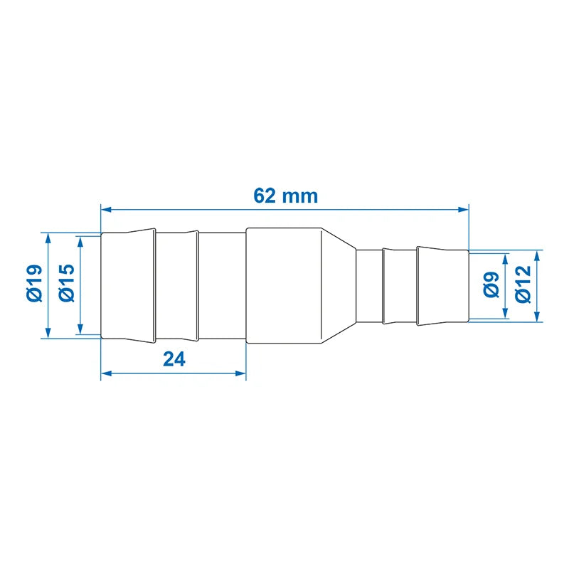 ProPlus Slangreduceerstuk recht 19x12mm 2 stuks in blister