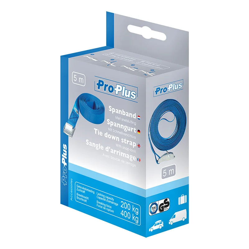 ProPlus Spanband blauw met snelsluiting 5 meter