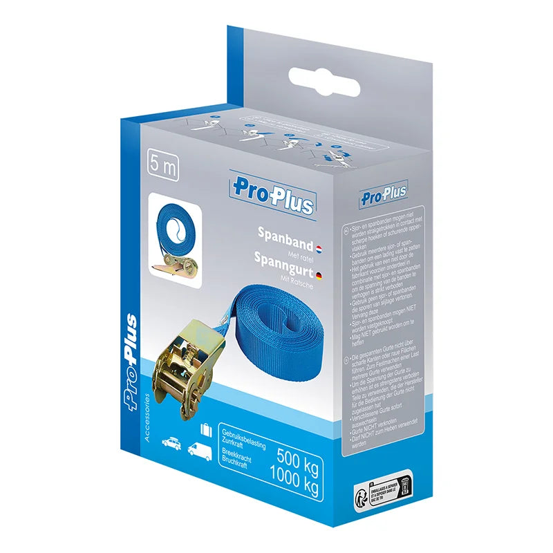 ProPlus Spanband blauw met ratel 5 meter