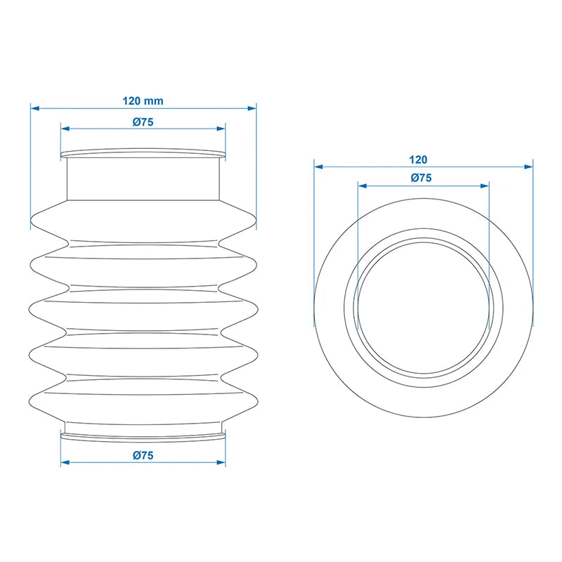 ProPlus Stofhoes voor oplooprem geschikt voor Knott KF/KRV/KFG 27/30/35 75/75mm