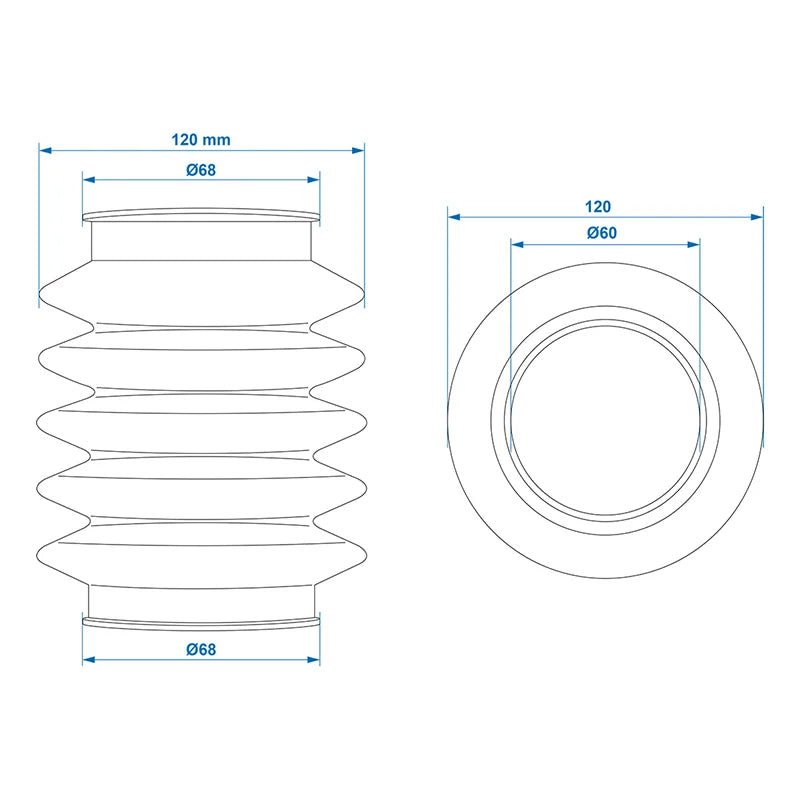 ProPlus Stofhoes voor oplooprem 60/70mm L=165 geschikt voor Knott KF/KFG 27/30