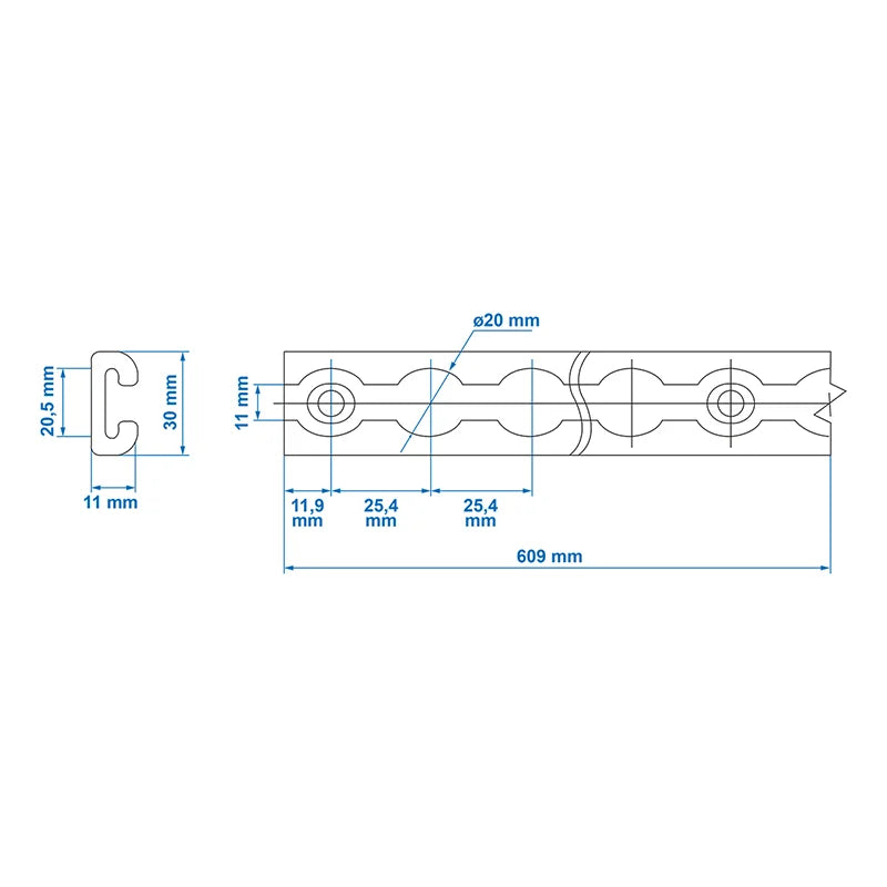 ProPlus Bindrail aluminium 30cm