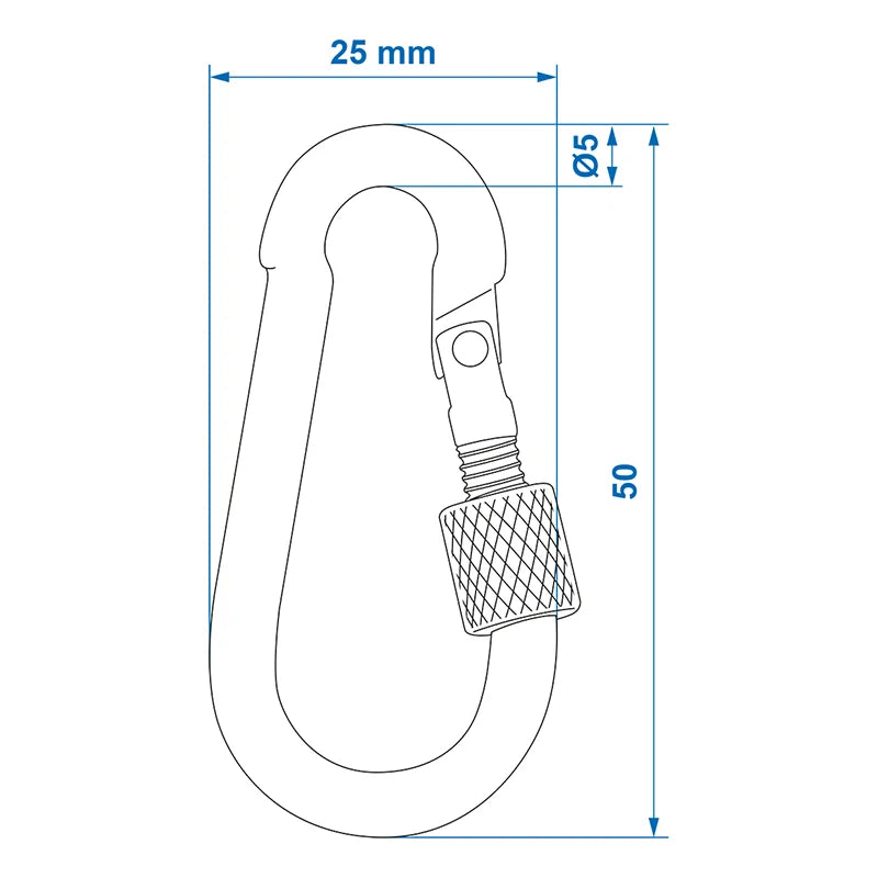 ProPlus Karabijnhaak metaal 5x50mm met schroefsluiting 2 stuks in blister