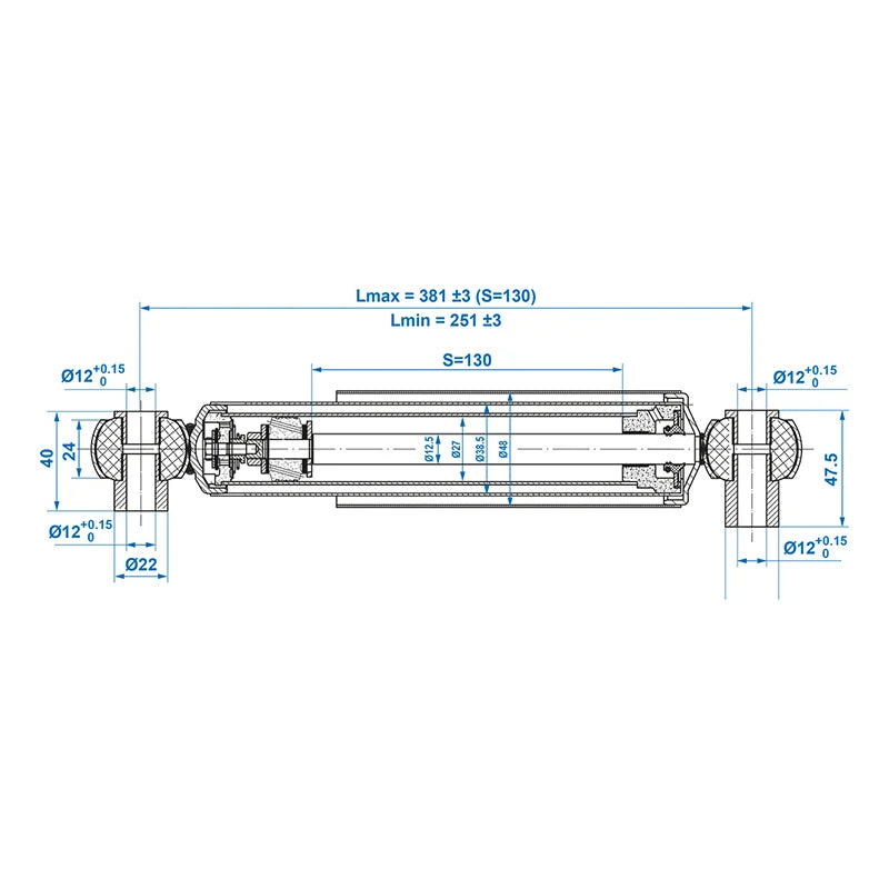 ProPlus Schokdemper 900kg CC=250-380 - set van 2 stuks