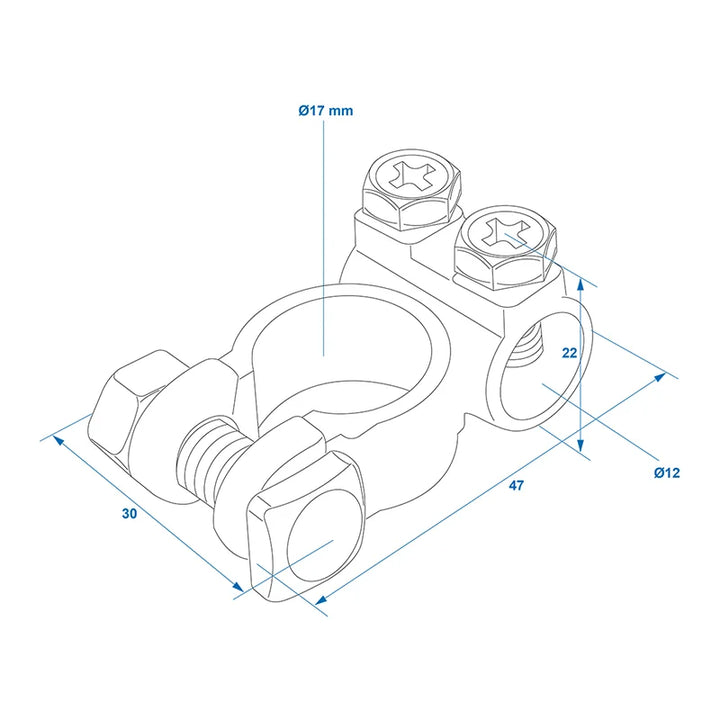 ProPlus Accupoolklemmen set (+) en (-) 35-50mm in blister