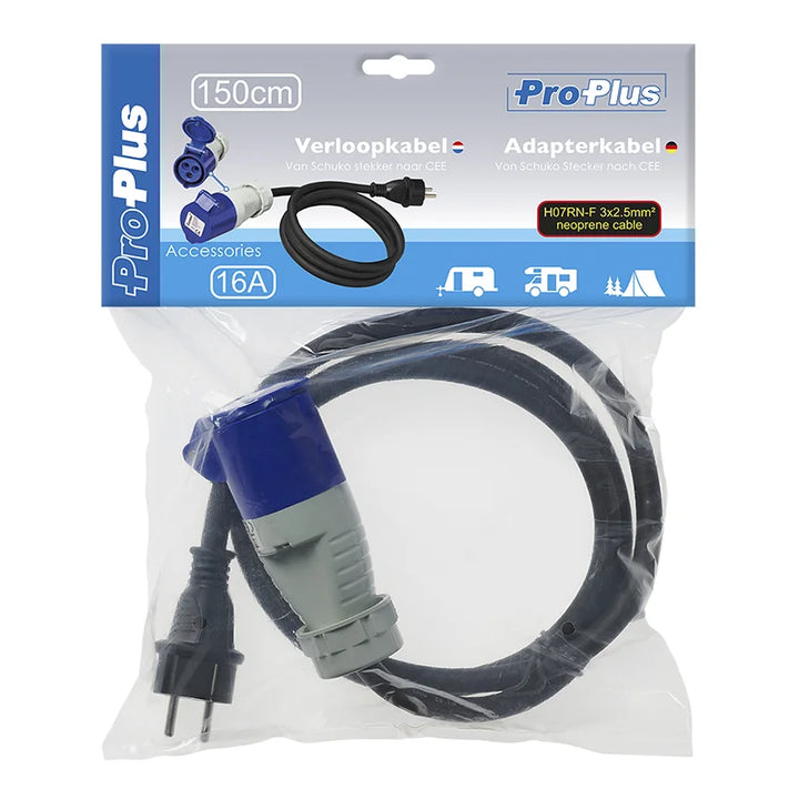 ProPlus Verloopkabel 150cm 3x2,5mm² van Schuko stekker naar CEE