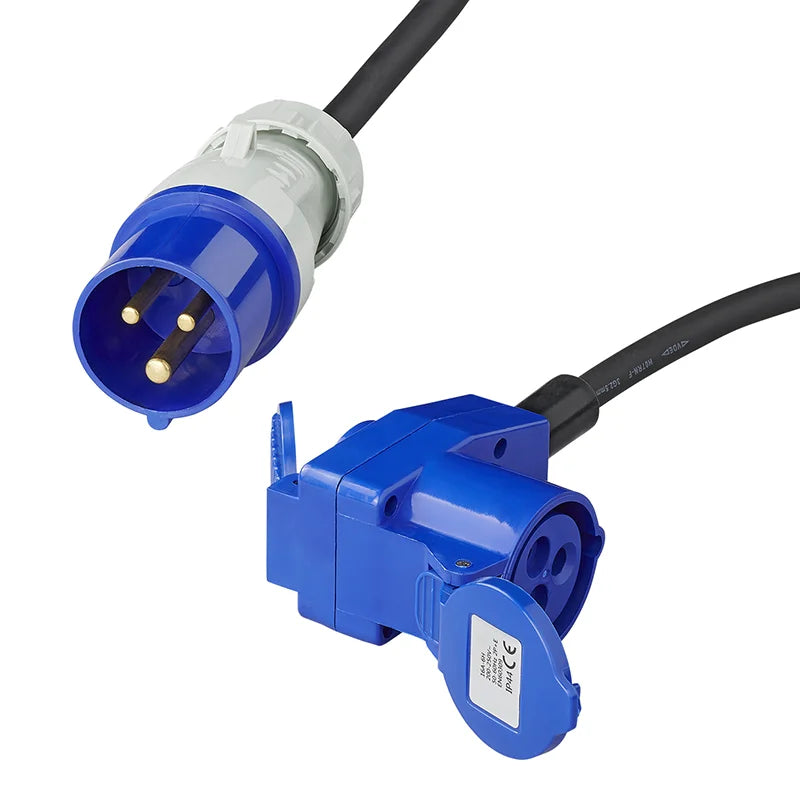 ProPlus Verloopkabel 150cm 3x2,5mm² van CEE stekker naar haakse CEE contrastekker + Schuko stopcontact