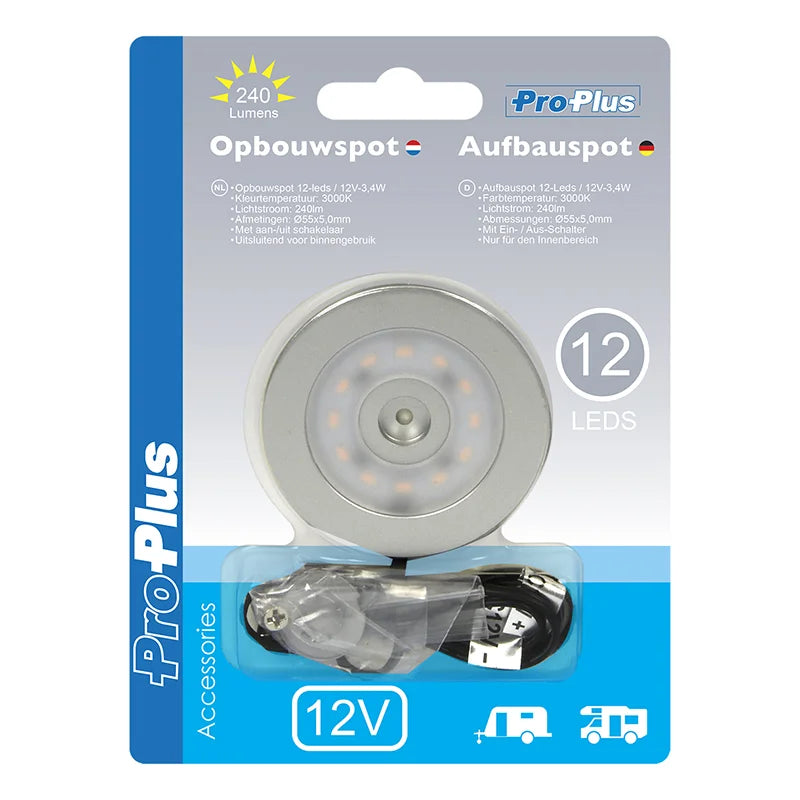 ProPlus Opbouwspot 12-leds 12V 240lm Ø55x5,0mm