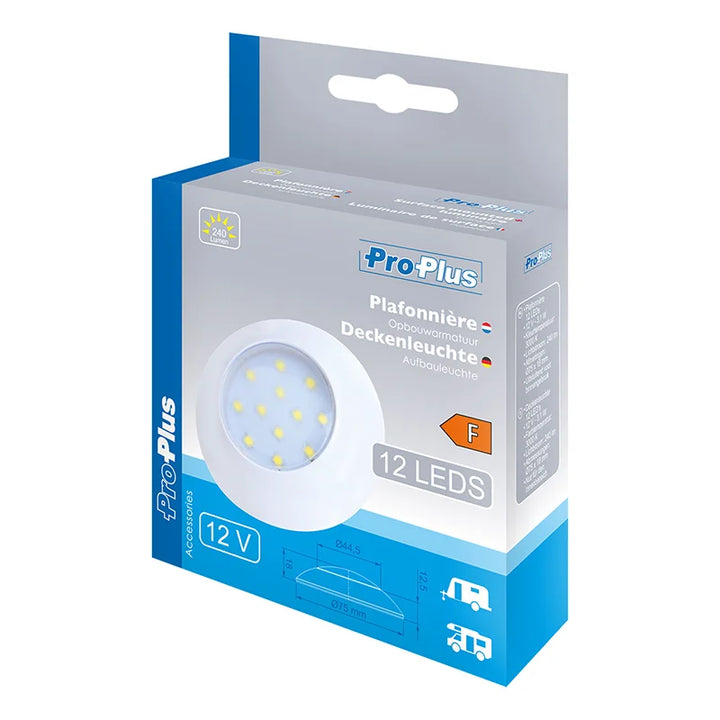 ProPlus Plafonnière / opbouwarmatuur 12-leds 12V 240lm Ø75x18mm