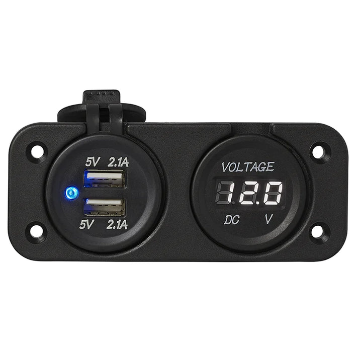ProPlus Inbouw kit: voltmeter 6-30V + USB poort dubbel type A 2x2100mA