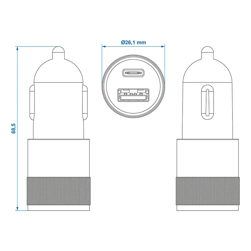 ProPlus USB snellader type A + C 2-weg 12/24V 3100mA