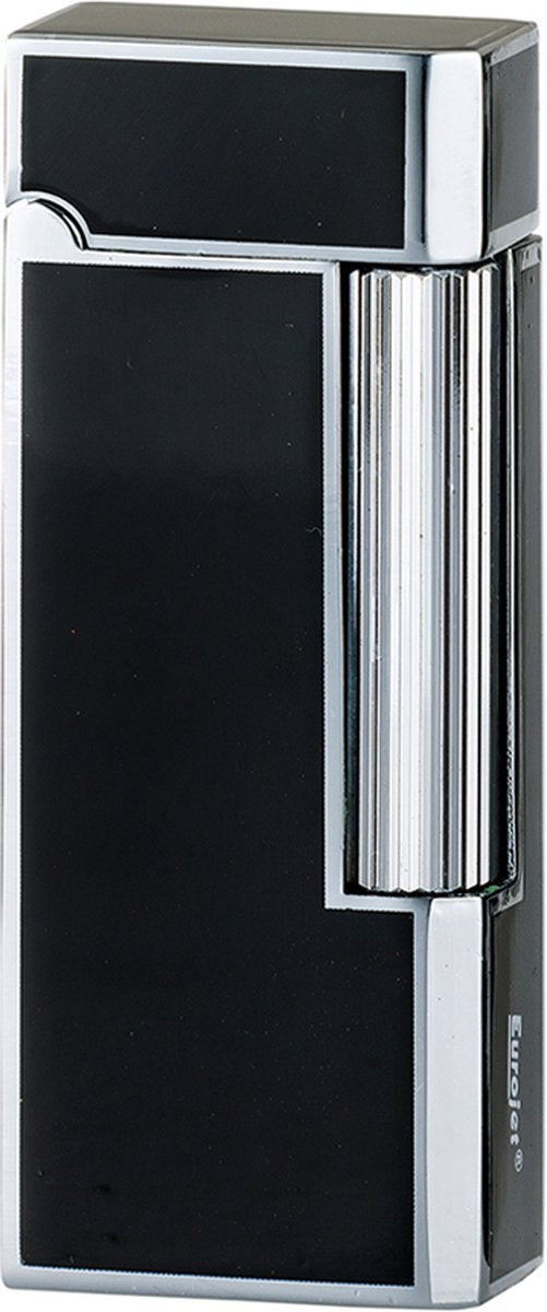 Eurojet Aansteker Luxe Soft Flame Regale Slim Chrome / Black  - Met Geschenkdoos