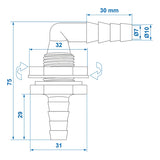 ProPlus Watertank doorvoer haaks met tules 10x12mm in blister