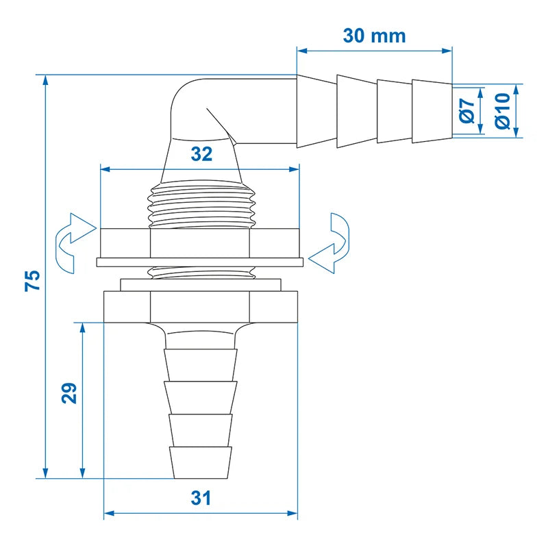 ProPlus Watertank doorvoer haaks met tules 10x12mm in blister