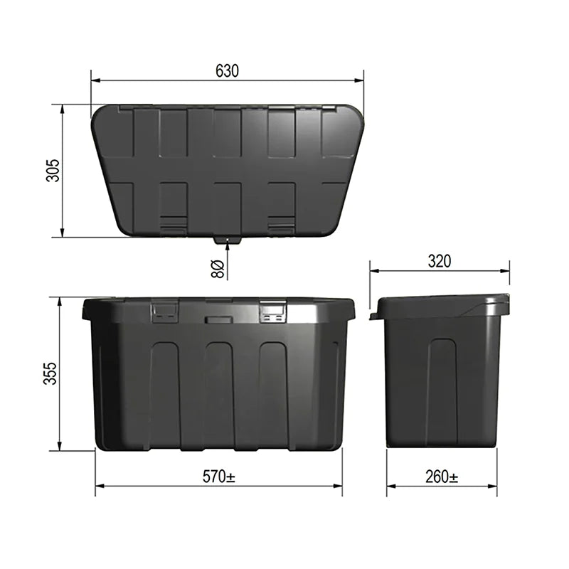 ProPlus Opbergbox dissel kunststof 320 x 630 x H355mm incl. montageset