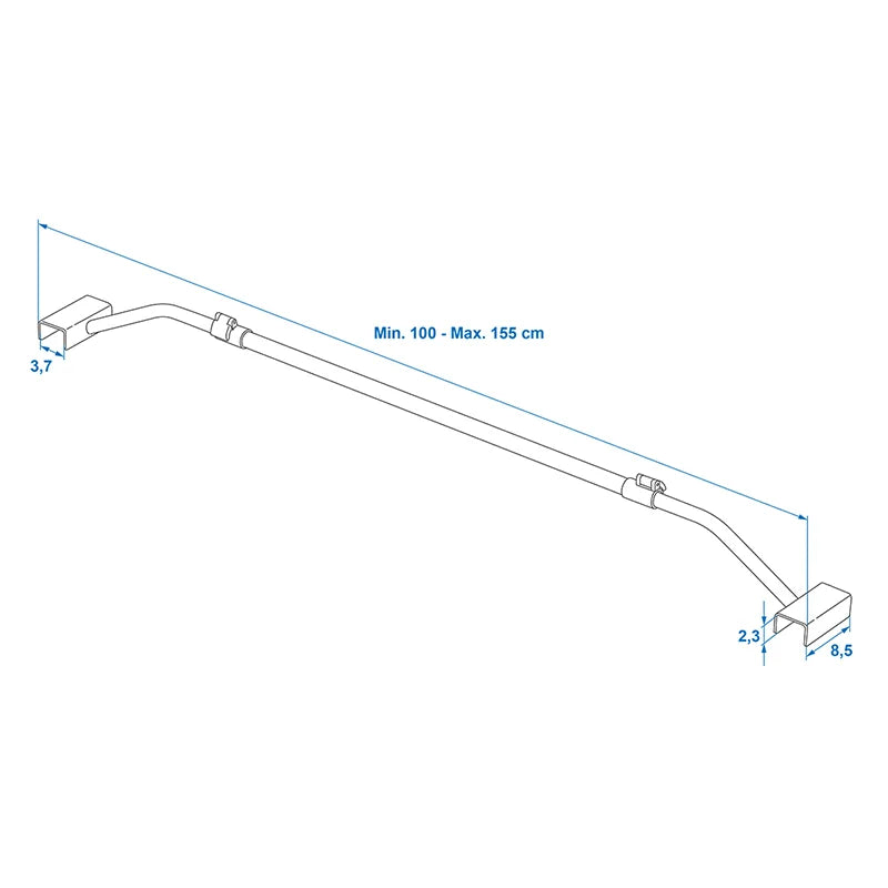 ProPlus Afdekzeilbeugel metaal uitschuifbaar 100-155cm voor aanhangerzeil