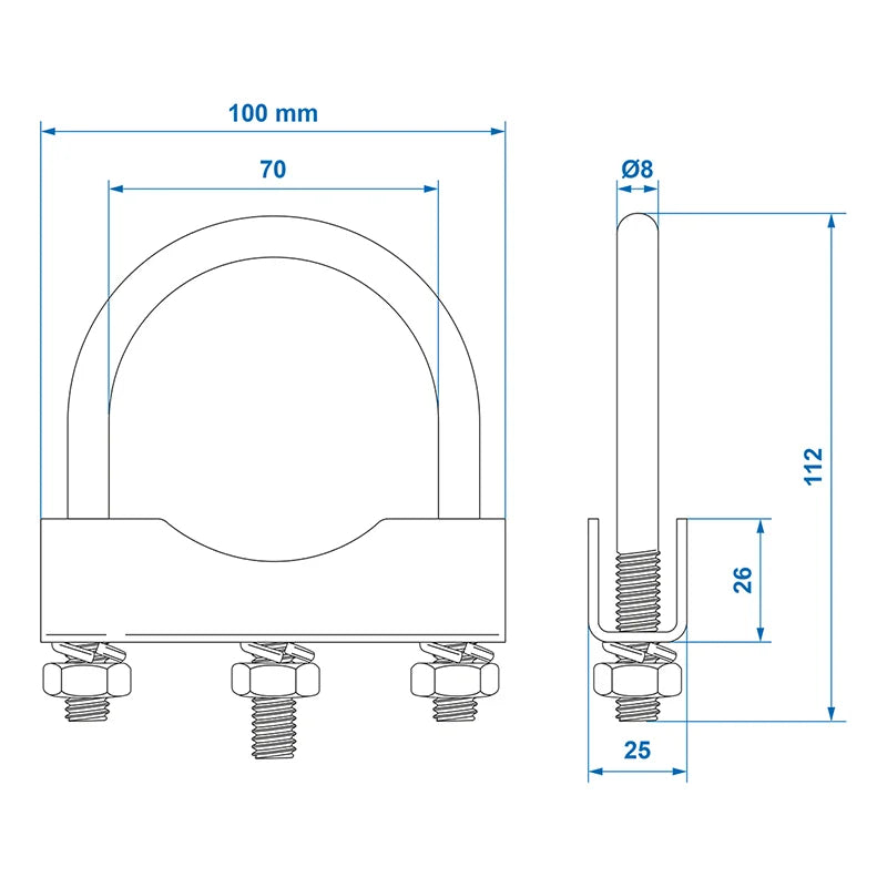 ProPlus U-beugel vierkant 60mm voor neuswielklem - set van 2 stuks