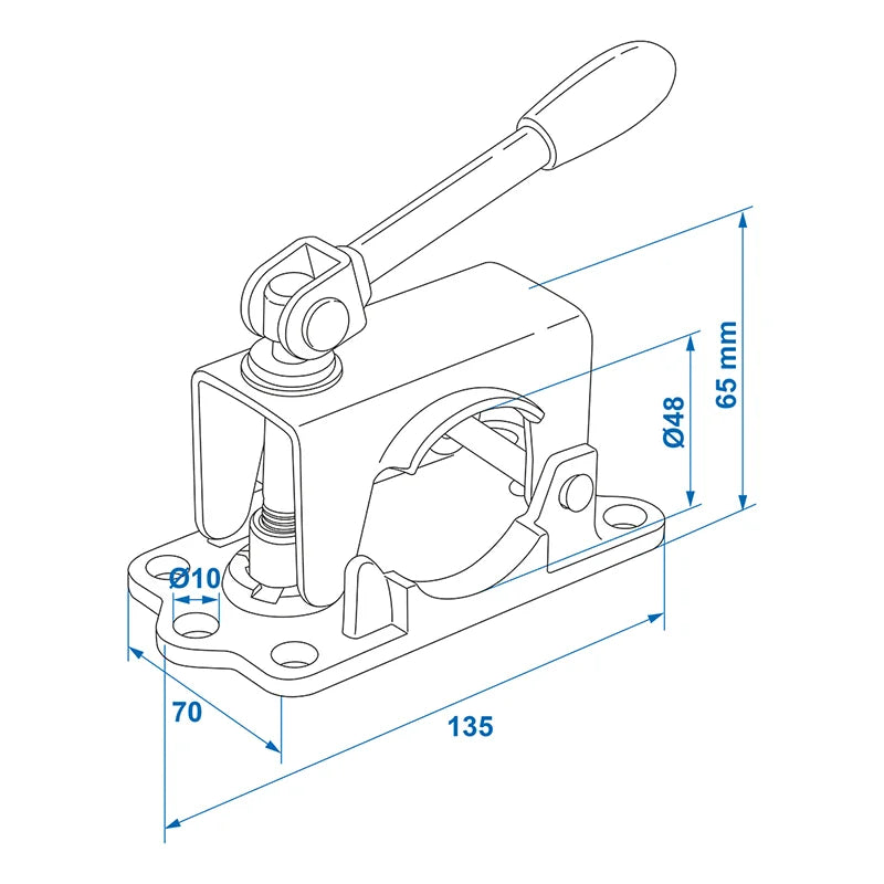 ProPlus Klem 48mm gietijzer met kantelbare hendel voor neuswiel