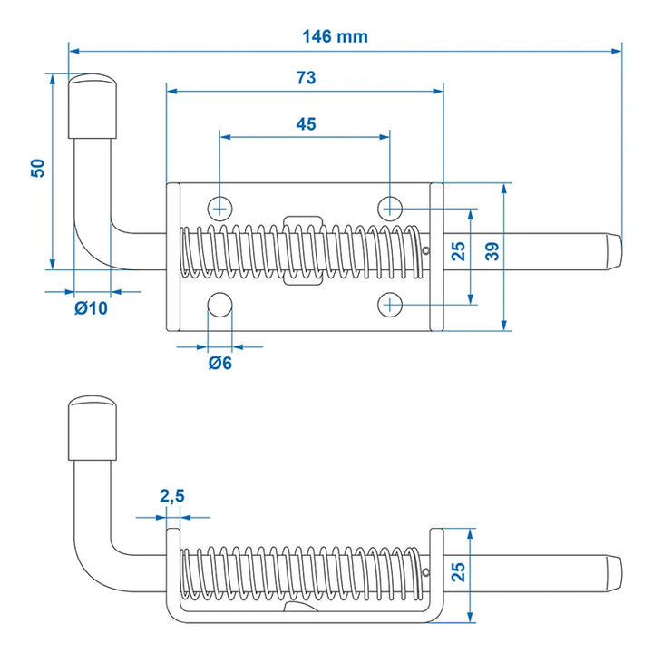 ProPlus Veergrendel Ø10 mm/136 mm