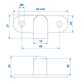 ProPlus Touwhaak metaal 65x27mm gebogen