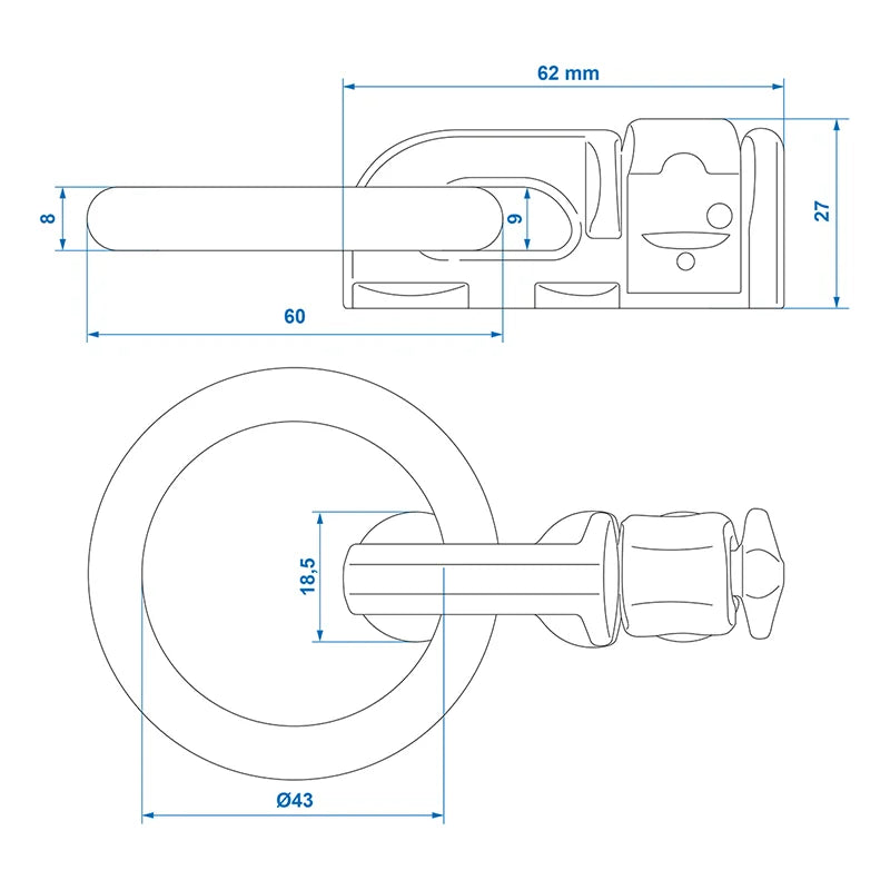 ProPlus Stud fitting dubbel met ring rond