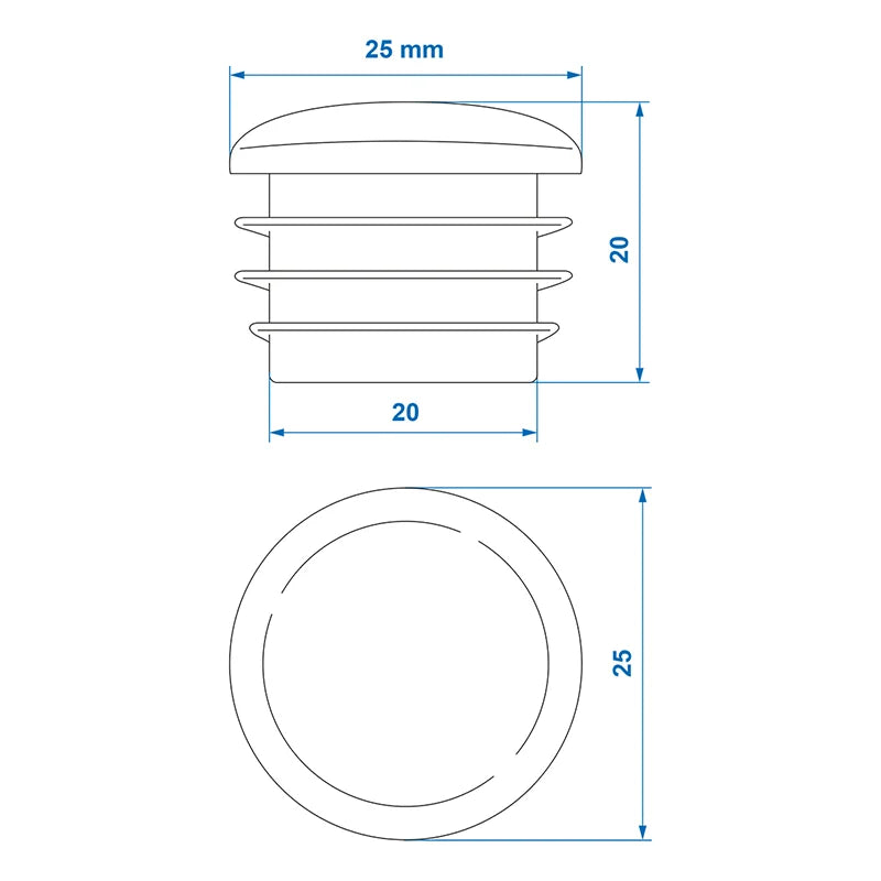 ProPlus Inslagdop Ø25mm 4 stuks in blister