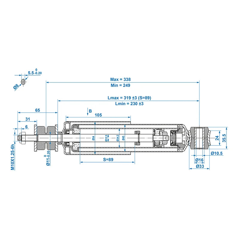 ProPlus Schokdemper Tredal CC=250-340 - set van 2 stuks