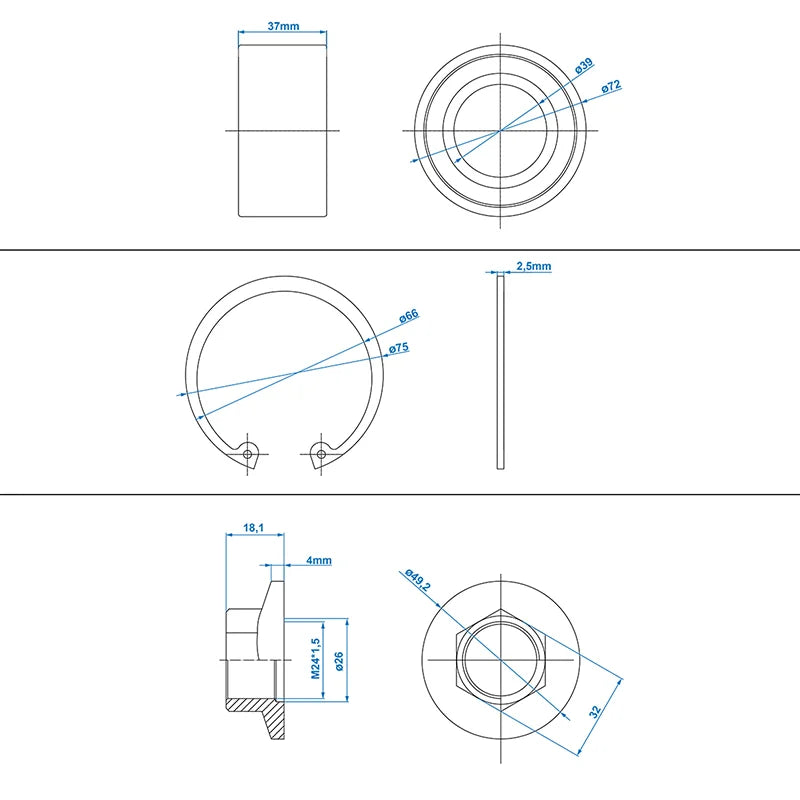 ProPlus Compactlagerset 39/72x37mm universeel