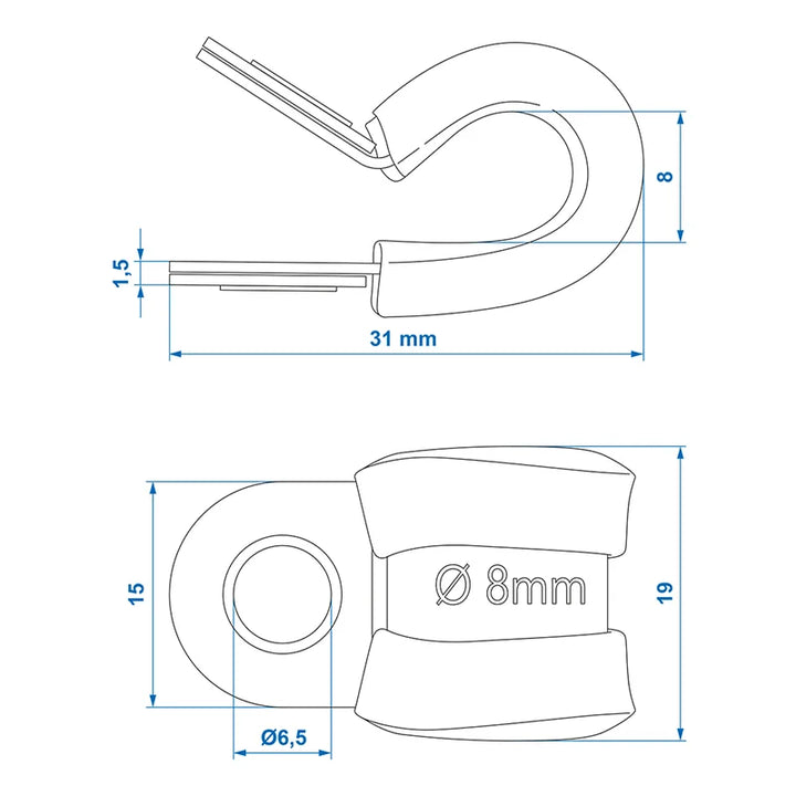 ProPlus Kabelklem 8 mm met rubber bescherming
