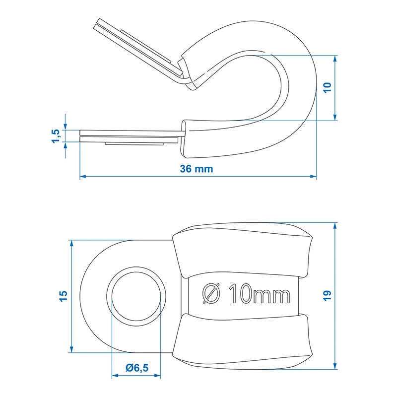 ProPlus Kabelklem 10 mm met rubber bescherming