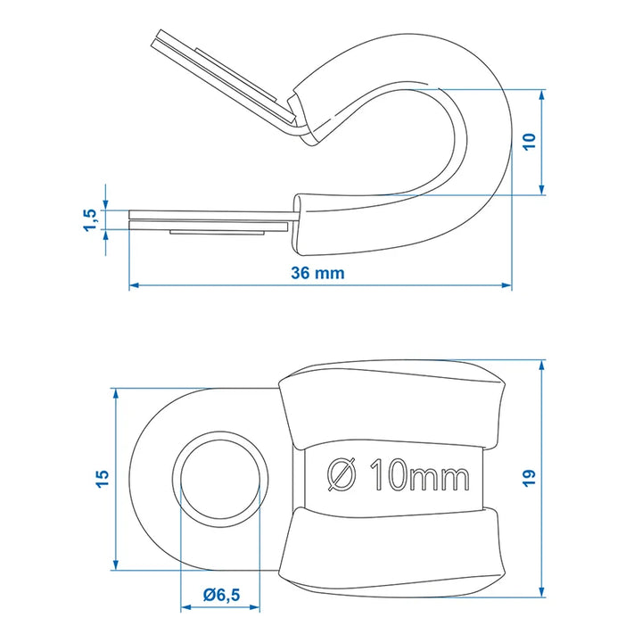 ProPlus Kabelklem 10 mm met rubber bescherming