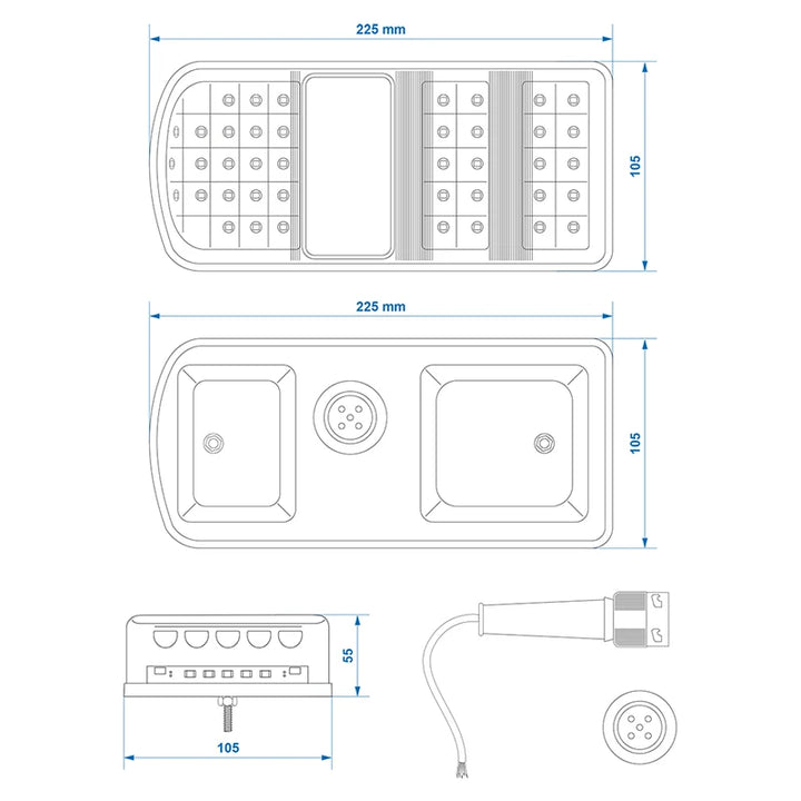 ProPlus Achterlicht 5 functies 225x105mm 43LED links