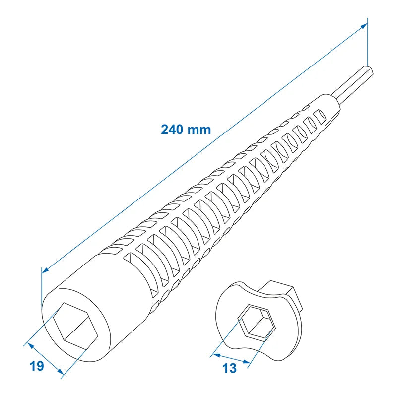 ProPlus Verlengadapter 240mm / 19mm + 13mm adapter